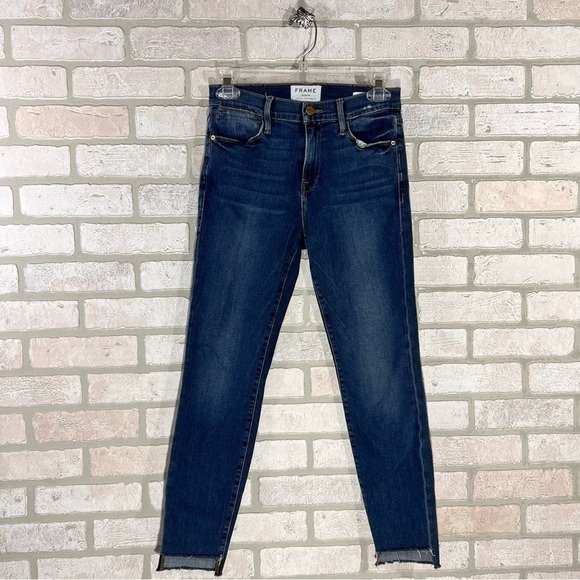 Frame Denim Le High Skinny Step Hem Jeans in Woodhaven Wash Size 26 - Picture 6 of 12